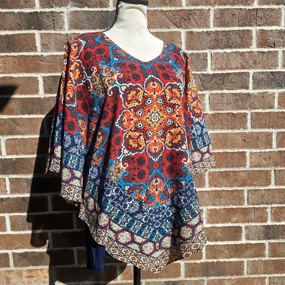Ruby Rd Mandala Print Tunic Top Boho Colorful V-N… - image 1